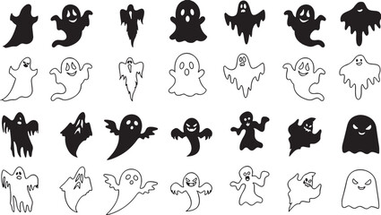 ghost, halloween, spooky, scary, boo, spirit, phantom, apparition, monster, creature, character, icon, silhouette, outline, drawing, illustration, cartoon, funny, cute, creepy, haunted, supernatural, 
