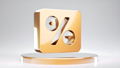 Golden percentage icon on a pedestal