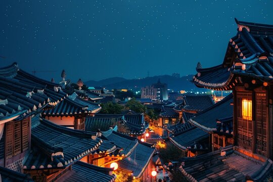night view of chinese temple