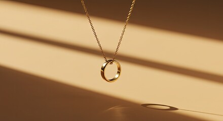 Elegant gold circle pendant necklace with soft shadows