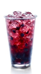 red cocktail with ice and lime