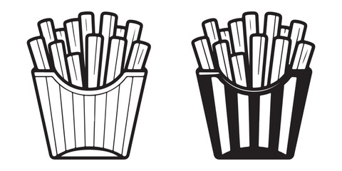 French fries  outline coloring book page line art  silhouette