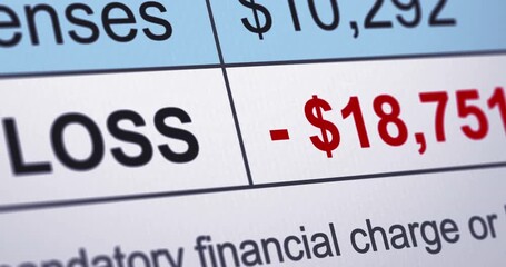 Operating losses counter, changing numbers of loss in financial deficit report with animated data, footage - Powered by Adobe