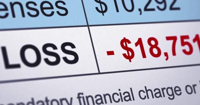 Operating losses counter, changing numbers of loss in financial deficit report with animated data, footage