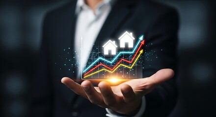 businessman drawing a graph