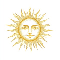 Hand-drawn sun icon face illustration design.