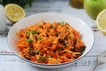 A bowl with traditional Polish carrot salad  © nastyakamysheva