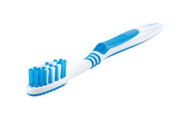 Blue and White Toothbrush on White Background