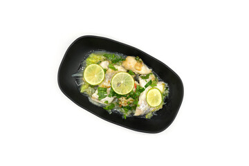 Steamed sea bass with lime is a popular dish in Thailand.