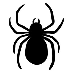 Hand drawn simple black spider silhouette.