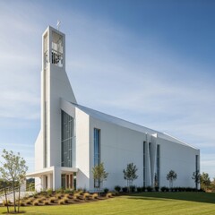 modern building with clock tower
