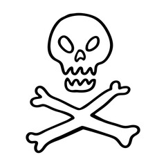 Hand drawn skull and crossbones.