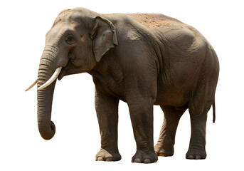 Fototapeta premium Majestic Elephant with Tusks on White Background