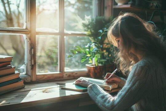 woman reading a book