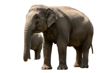 Naklejka premium Two Elephants Standing Side-by-Side on a White Background