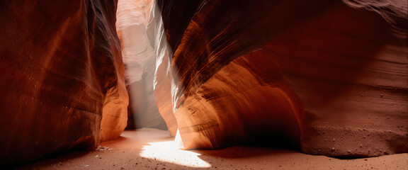 Nature's beauty with soft light and crimson rocks. This photo highlights fine grained sand and evokes timeless solitude.
