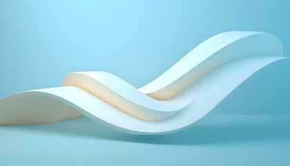 Abstract White Waves on Light Blue Background