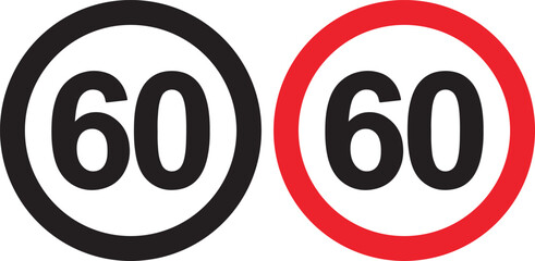 speed limit, 60, traffic sign, road sign, regulation, restriction, speed, limit, number, sixty, black circle, red circle, white background, transportation, safety, traffic control, speed restriction, 
