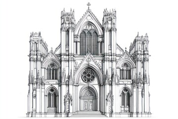 Fototapeta premium Renaissance Cathedal drawing art architectural.
