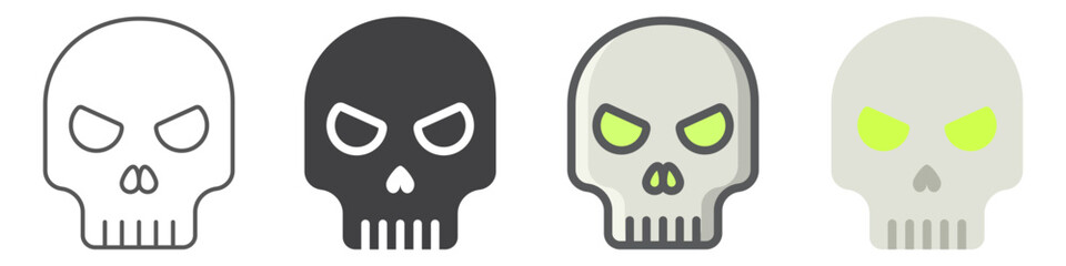 Skull icon collection, halloween and scary, dead sign vector set graphics, a linear pattern on a white background, eps 10.