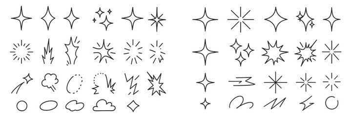 Hand-drawn sparkles and effects to enhance design projects for creative artists and graphic designers