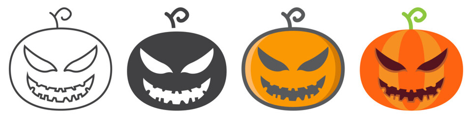 Halloween Pumpkin icon collection, halloween and scary, evil sign vector set graphics, a linear pattern on a white background, eps 10.