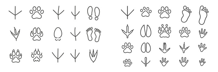 Collection of animal and human tracks displayed in a creative pattern for educational purposes
