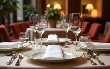 luxury tableware beautiful table setting in restaurant. High quality