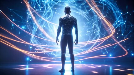 Digital Human Connection: Futuristic Network Body Scan Concept - Powered by Adobe
