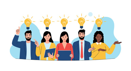 A diverse group of professionals collaborating to generate innovative ideas and solutions together