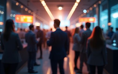 Blurred shot of business people at party in office center. High quality