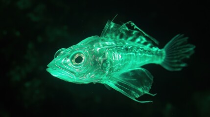 Obraz premium Glowing fish in dark water