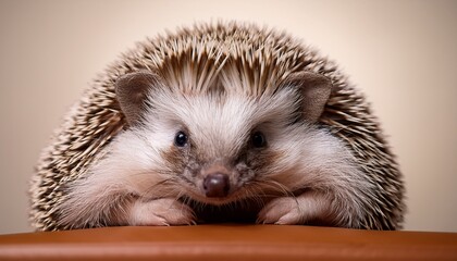 curled up hedgehog isolated against a plain background