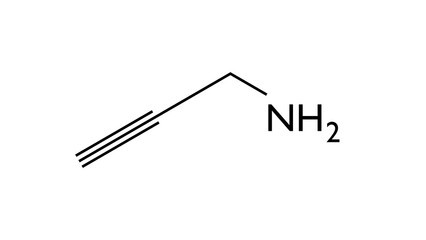 propargylamine molecule, structural chemical formula, ball-and-stick model, isolated image chemical intermediate