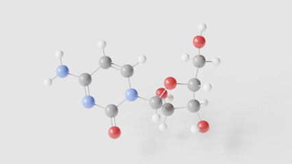 cytarabine molecule 3d, molecular structure, ball and stick model, structural chemical formula antineoplastic