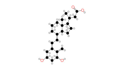 calcitroic acid molecule, structural chemical formula, ball-and-stick model, isolated image vitamin d metabolite