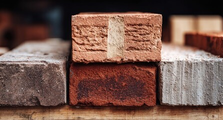 Close-up of various bricks