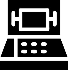 Retro arcade game controller and elements icon