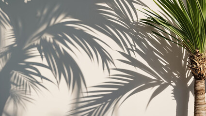 Palm Tree Shadows Casting on a Bright Wall Surface