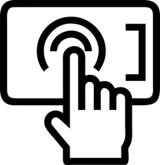 Modern finger tap and touch screen interaction icon for digital interfaces
