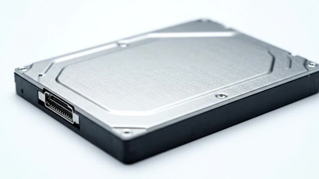 Internal Hard Drive Component Close Up Against White Background Storage Device