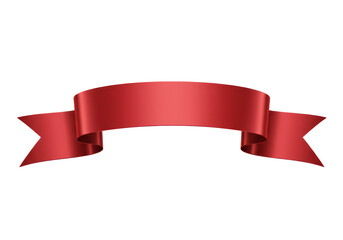 Isolated Festive Red Banner Ribbon Design Element for Celebration Announcement Scroll Design