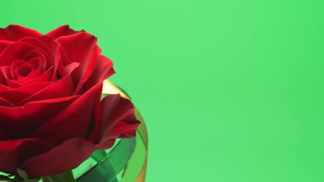 red rose on green background