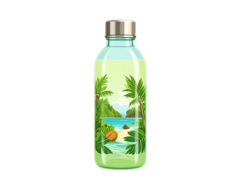 Eco-friendly Coconut Water Bottle Label PNG - Powered by Adobe