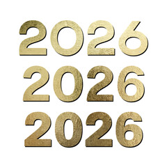 Set of golden 2026 numbers in shiny foil texture. Perfect for New Year designs, greeting cards, posters, and elegant festive branding. Vector