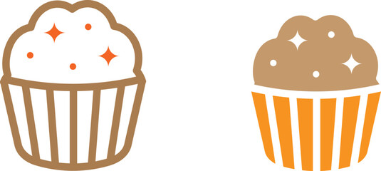 The set provides two styles: a simple outline and a solid-filled shape, making it versatile for logos, web icons, app interfaces, or print materials for cafes and bakeries.