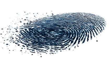 High-resolution macro of fingerprint scanned in dark water