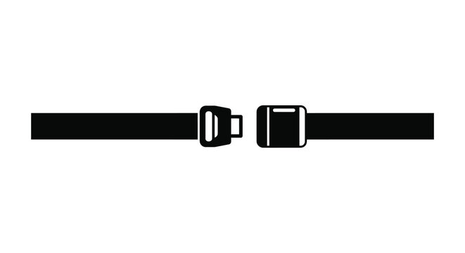 Black and White Seatbelt Icon for Safety and Security in Vehicles
