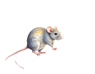  Mythical Zodiac Rat with Moon and Stars, Watercolor Style, isolated transparent background png