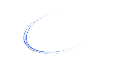 Circular Light Wave with Neon Blue Glow and Motion Blur Effect, Isolated Transparent Electric Swirl for UI or Backgrounds